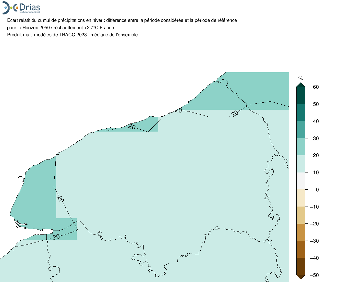 Augmentation de 17% des précipitations hivernales en 2050 - TRACC 2023 : +2.7°C